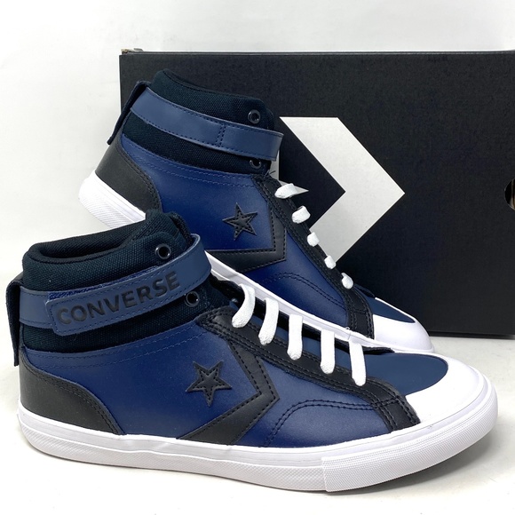 Converse Pro Blaze Strap Leather Sneakers High Top Navy Casual Women Kid A04834C - Picture 1 of 9